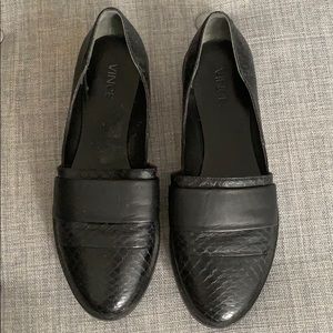 Vince black leather flats, size 6